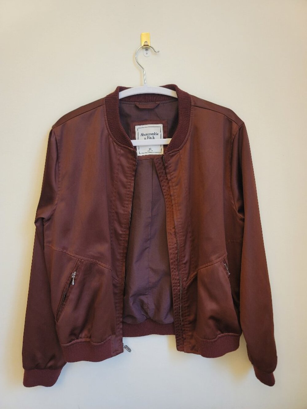 Abercrombie & Fitch - Burgundy - Bomber Jacket - Size Medium